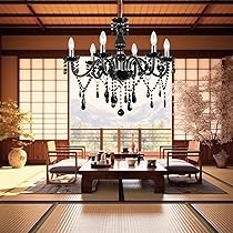 Amazon.co.jp : クラシックブラック シャンデリア クリスタル